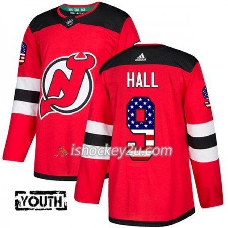 Børn NHL New Jersey Devils Trøje Taylor Hall 9 Adidas 2017-2018 Rød USA Flag Fashion Authentic
